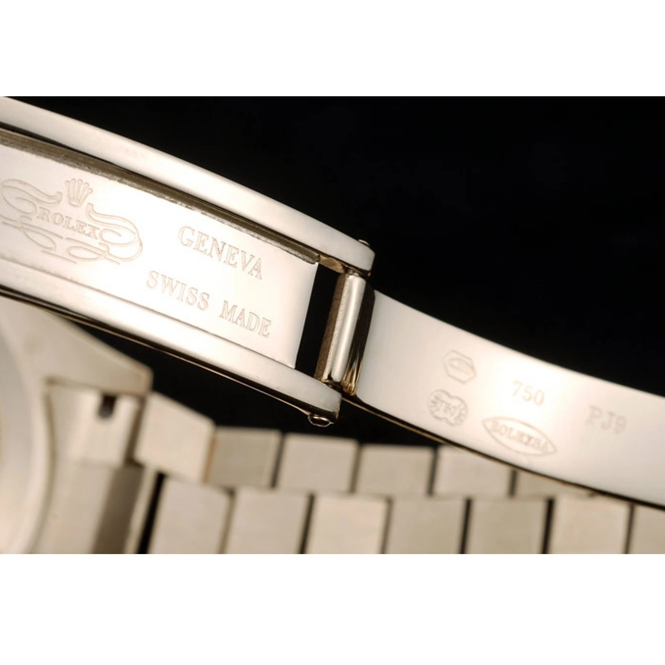 Good copy rolex watches Stainless Steel Gold Rolex Dial Patterned Black DayDate Strap 41980 0815
